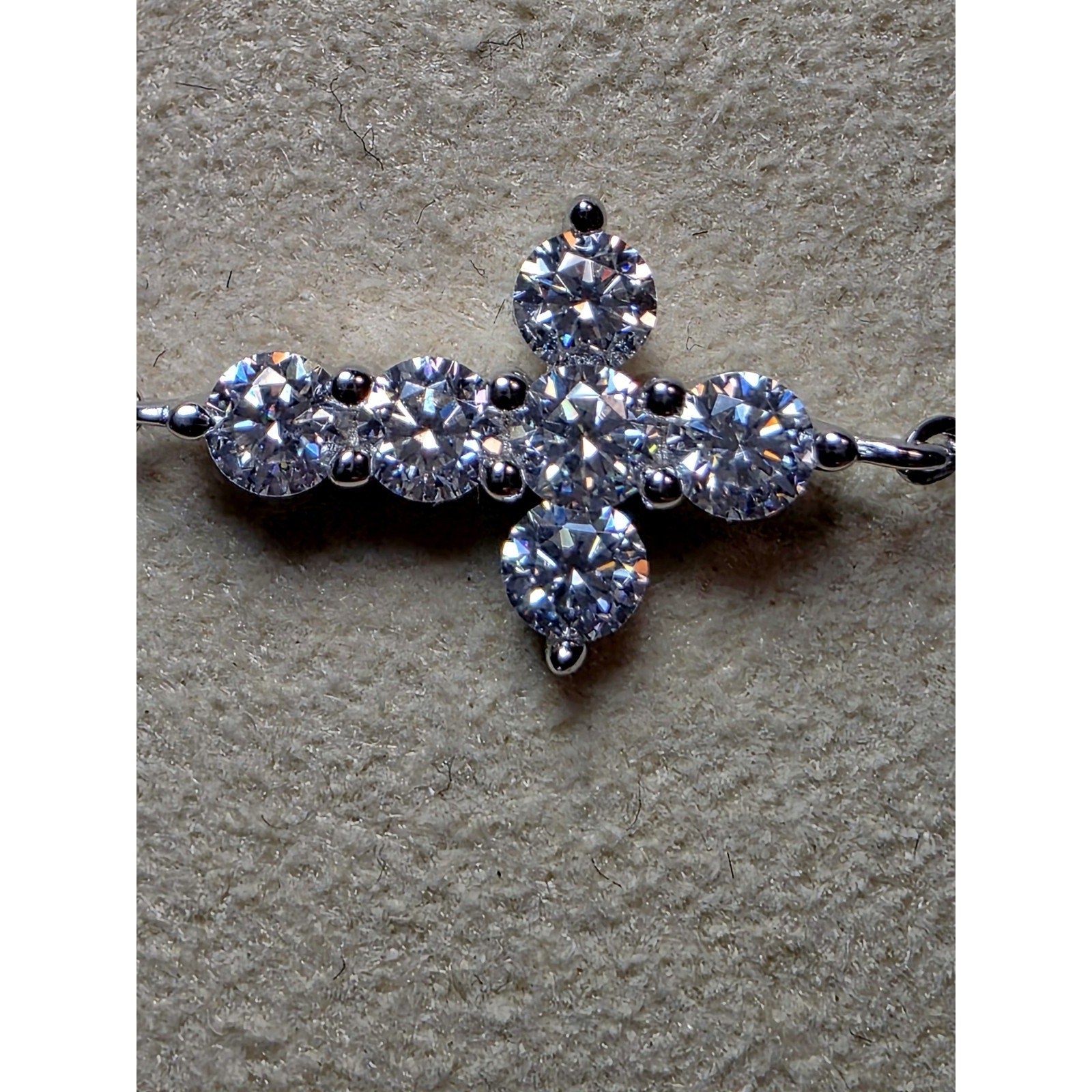 6.5-8.5" 2.5mm 0.06ctw VVSD Moissanite Cross Dainty Bracelet 925 Sterling Silver