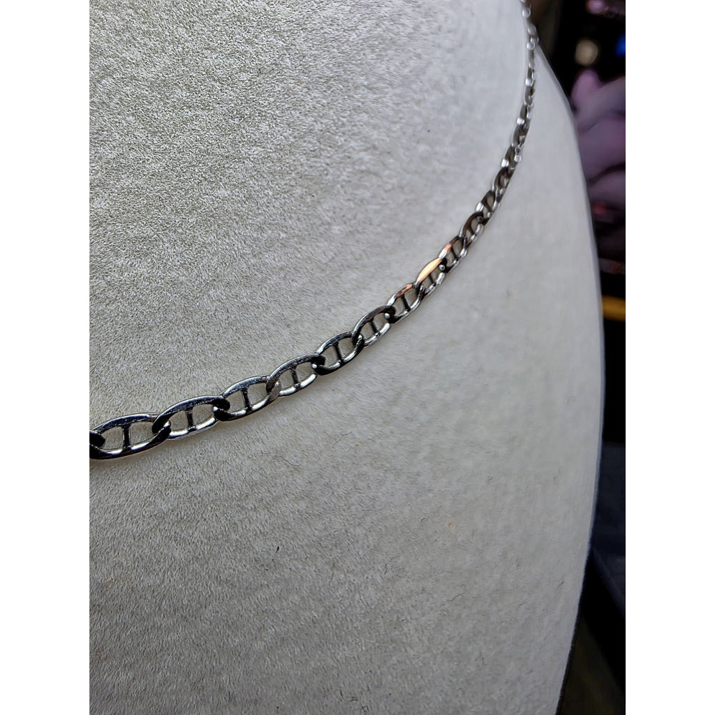 24" 2.8mm Flat Mariner Chain 925 Sterling Silver w/Rhodium
