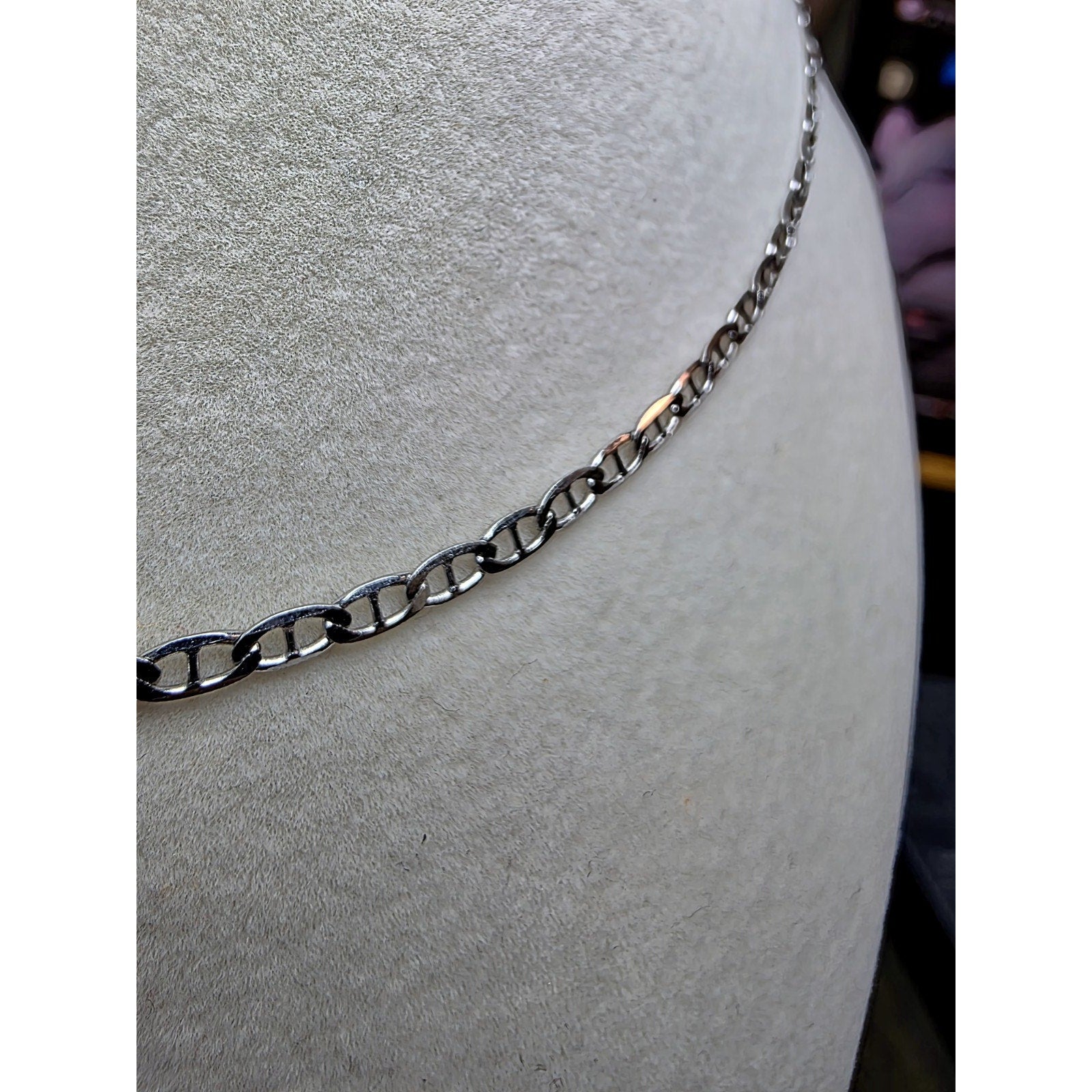 24" 2.8mm Flat Mariner Chain 925 Sterling Silver w/Rhodium