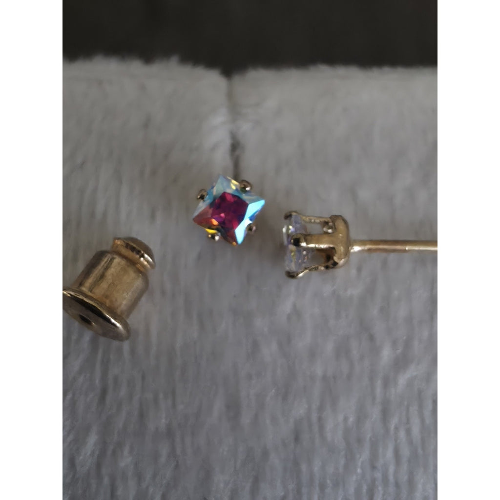 3.6mm Multicolor Cubic Zirconia Stud Earrings w/ Butterfly Back