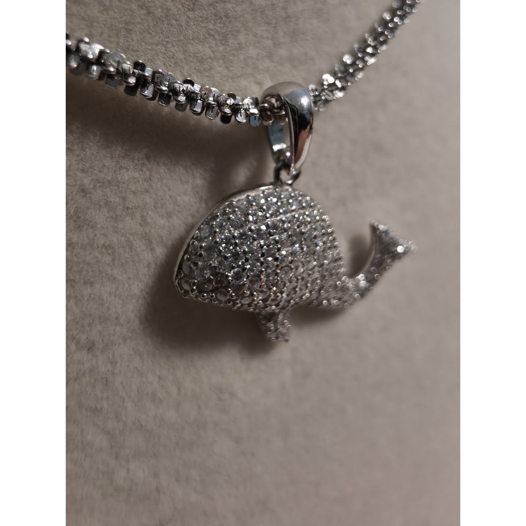 .75CTW Moissanite Whale Pendant 925 Sterling Silver