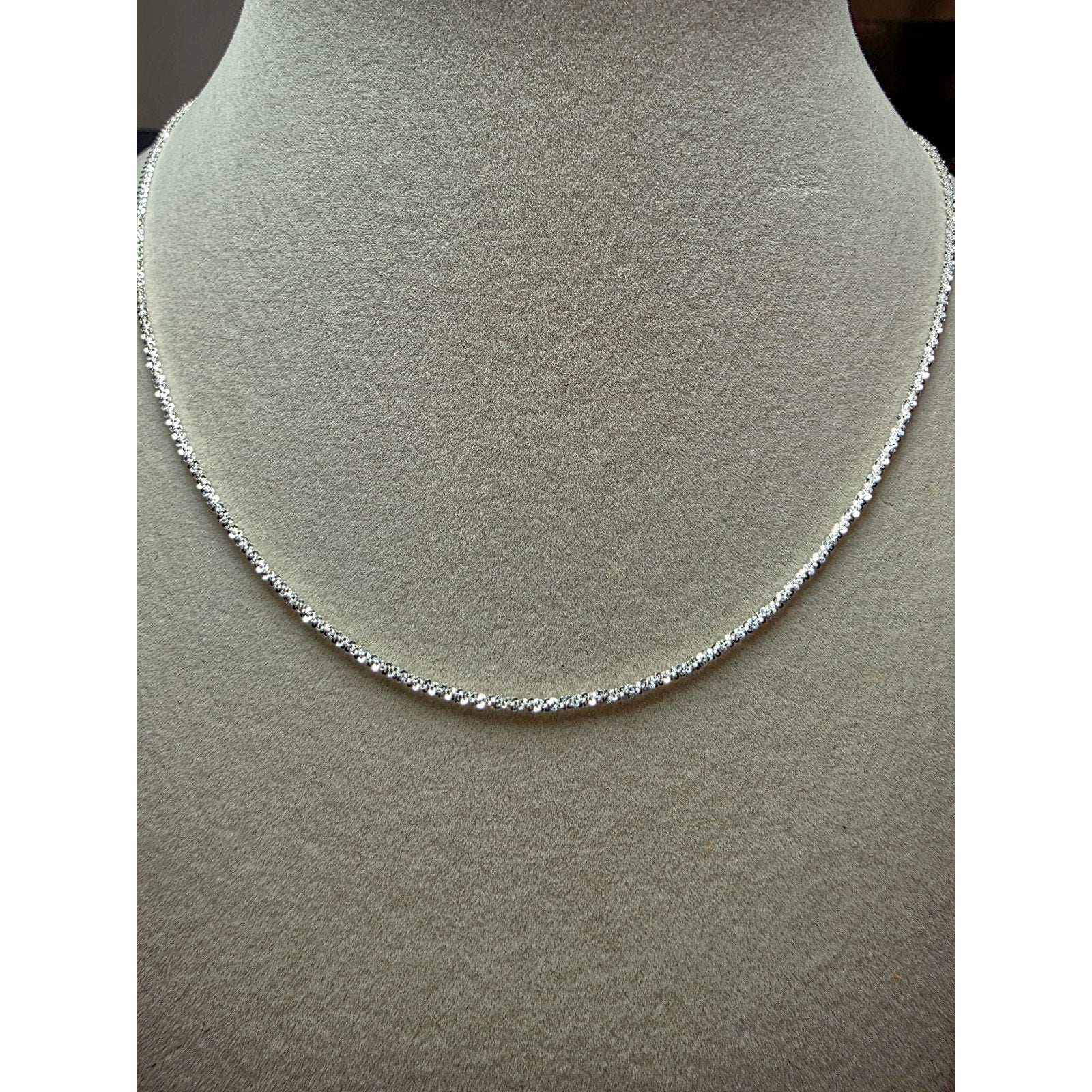 18" 1.6mm Twisted Rock Chain 925 Sterling Silver Stamped, Unisex