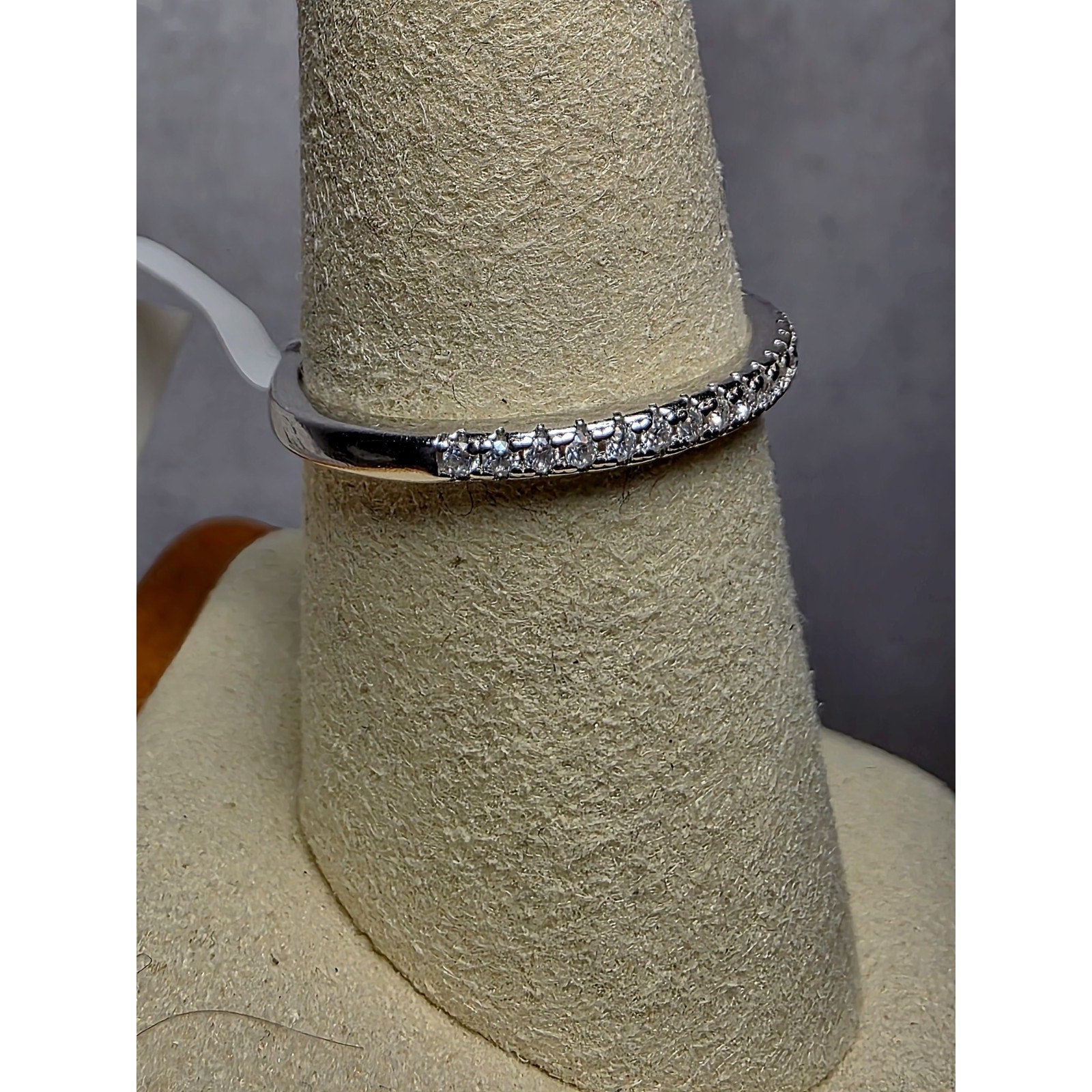 S8 0.18ctw Moissanite Half Eternity w/Rhodium Ring Solid 925 Sterling Silver