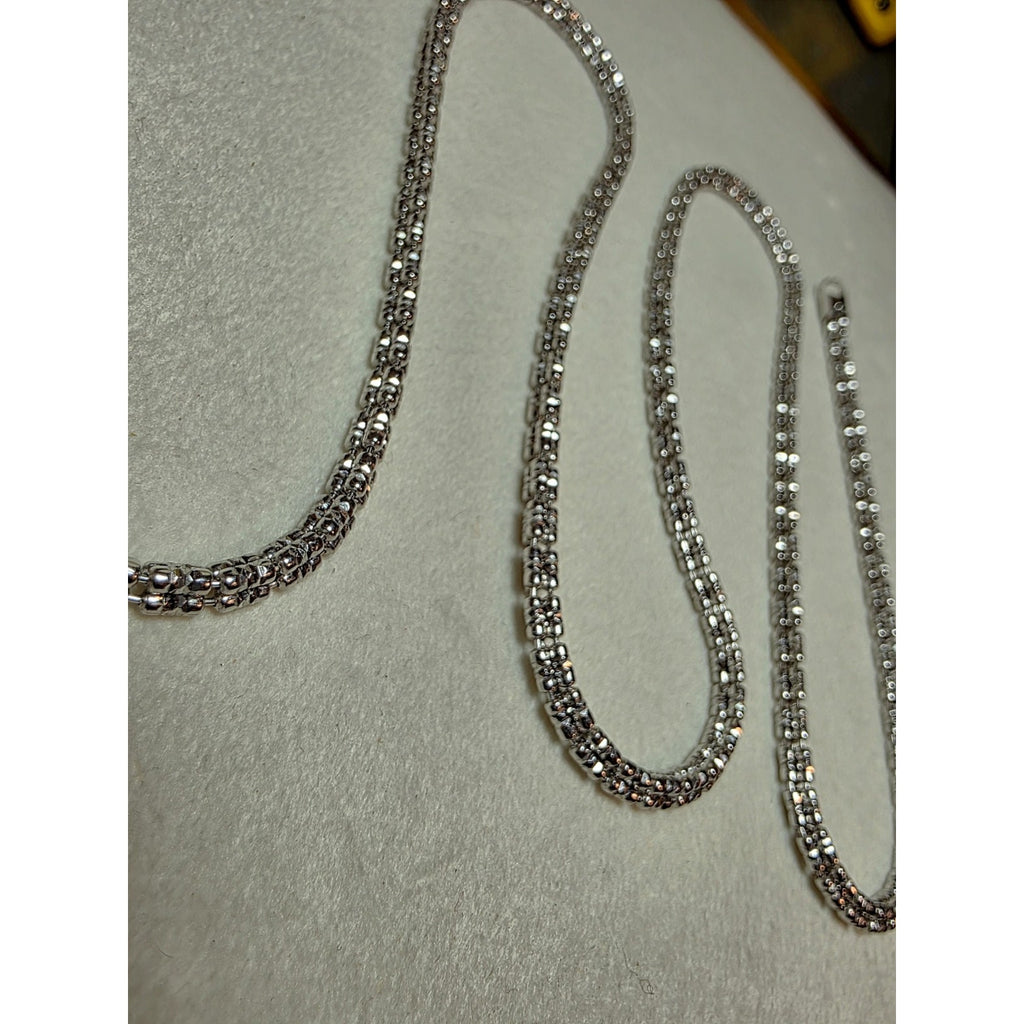 24" 3.2mm Ice Barrel 3-Line Diamond Cut w/Rhodium Finish 925 Sterling Silver