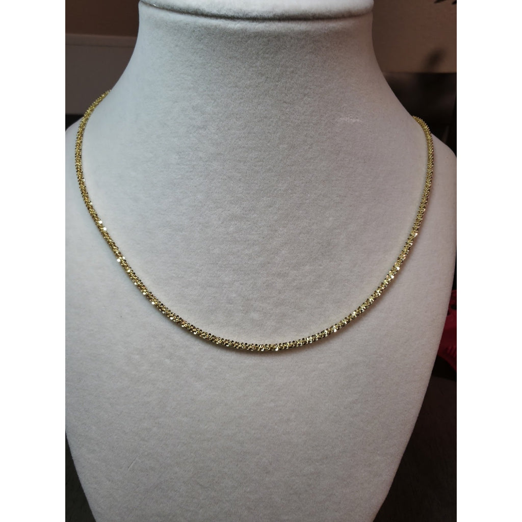 24" 2.4mm Twisted Rock Chain Gold over 925 Sterling Silver Italy