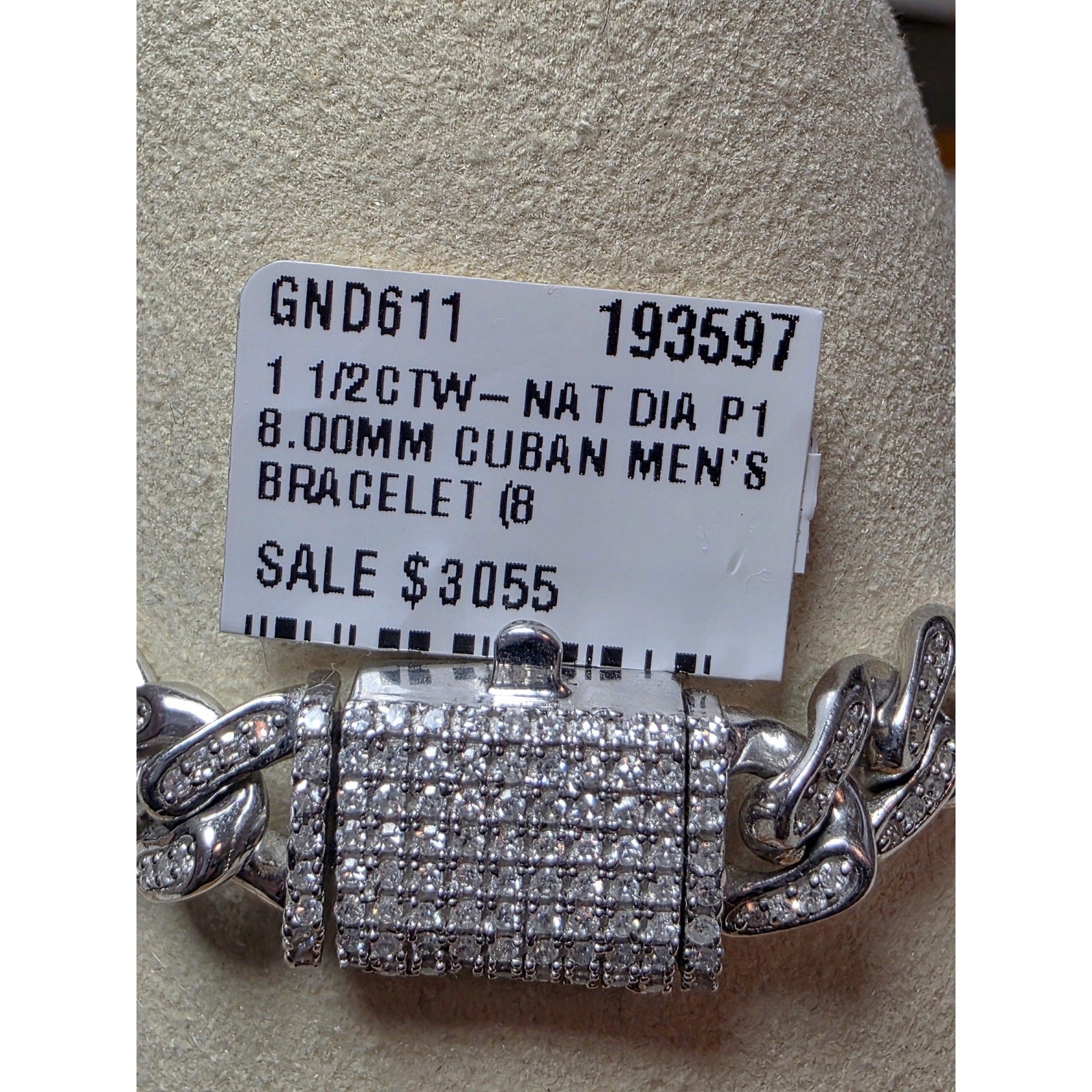 8" Natural Diamond Monaco Braclet 8.0mm Solid 925 Sterling Silver 25g