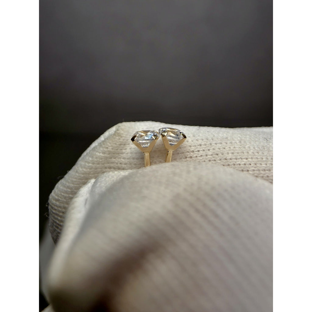 10k Solid Gold 3mm Round Stud Earrings w/Silicon Backs 10k Stamped