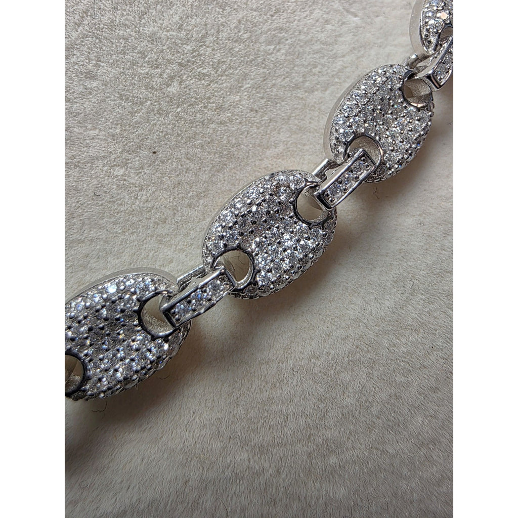 24" 8mm Moissanite Puffed Mariner 52.49g 925 Sterling Silver