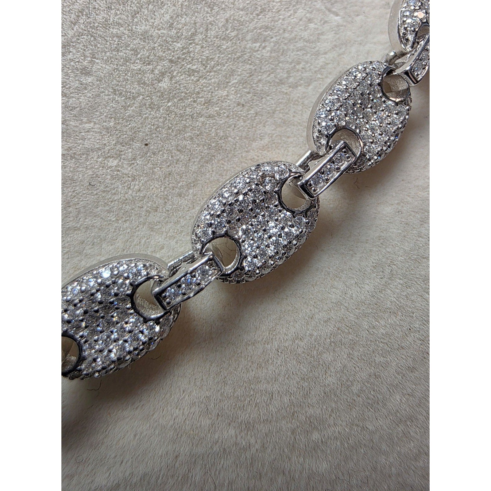 24" 8mm Moissanite Puffed Mariner 52.49g 925 Sterling Silver