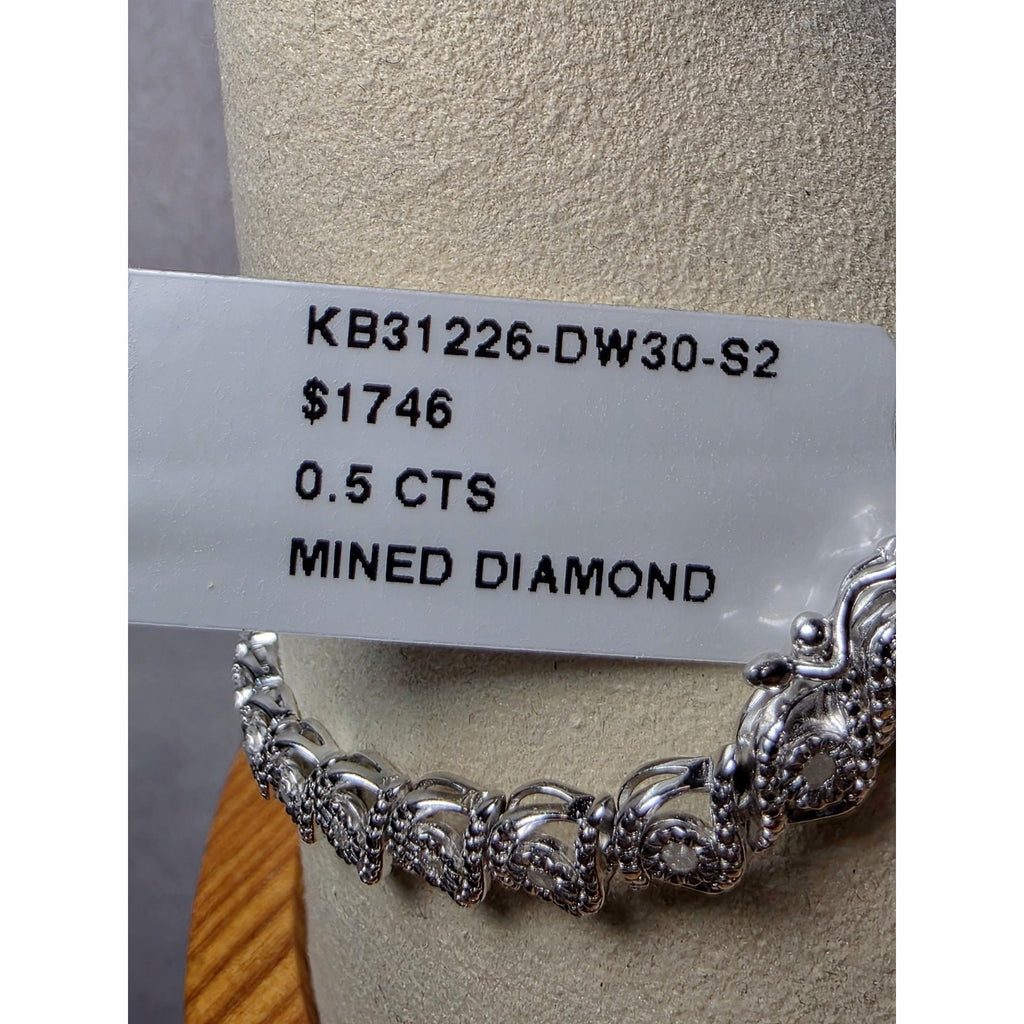 7" 5.7mm 0.5ctw Natural Diamond Bracelet 925 Sterling Silver