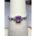 S7 Natural Amethyst w/White Topaz Dainty, Solid 925 Sterling Silver