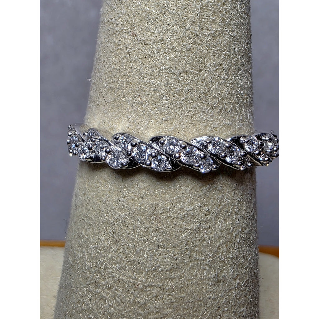S7 Diamond Half Eternity Band 925 Sterling Silver Lab Created