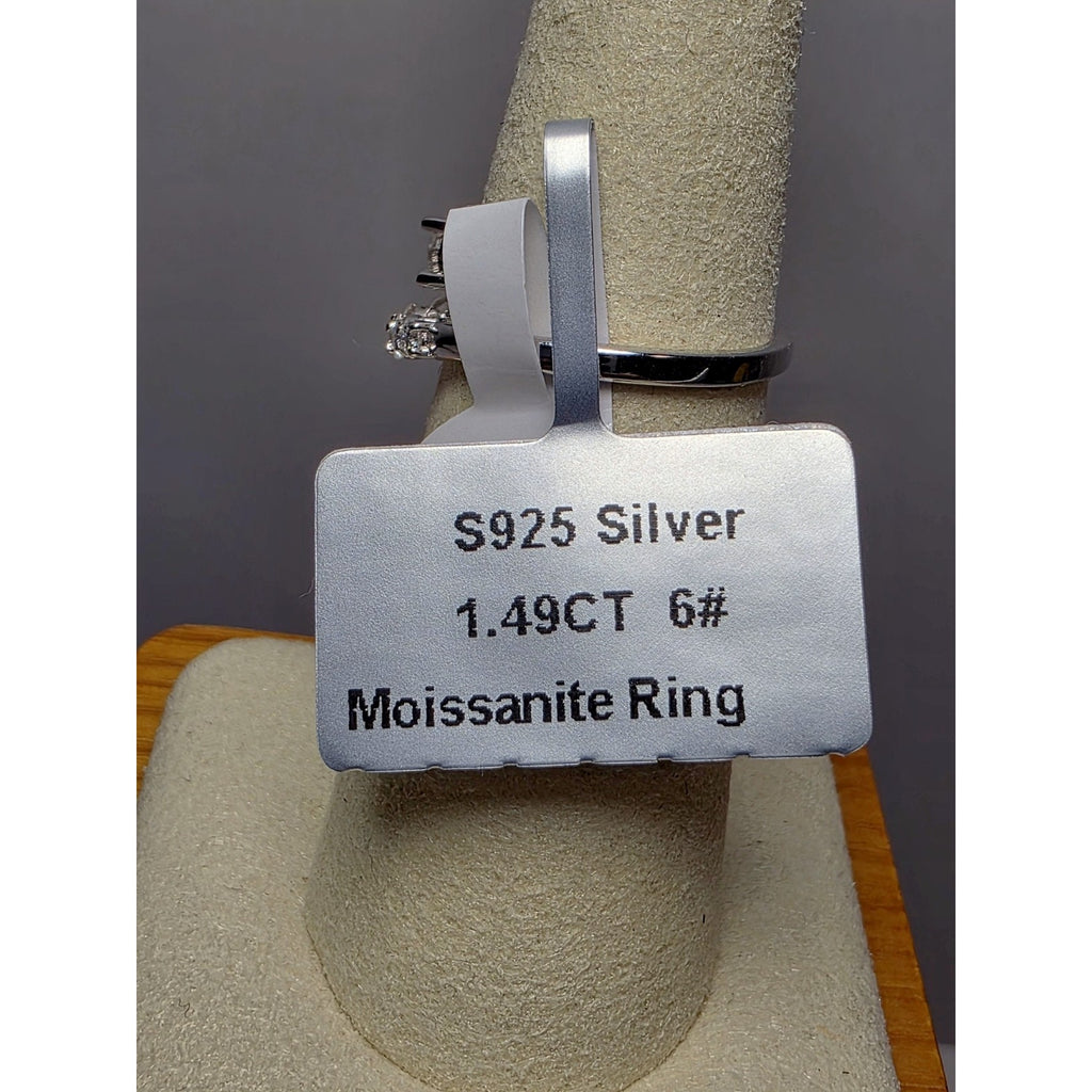 S6 1.49ctw Moissanite Open Ring 925 Sterling Silver w/Solid Back