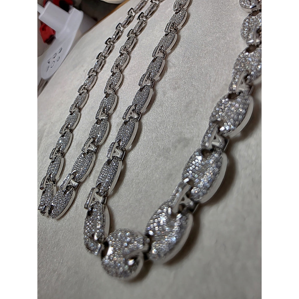 24" 8mm Moissanite Puffed Mariner 52.49g 925 Sterling Silver
