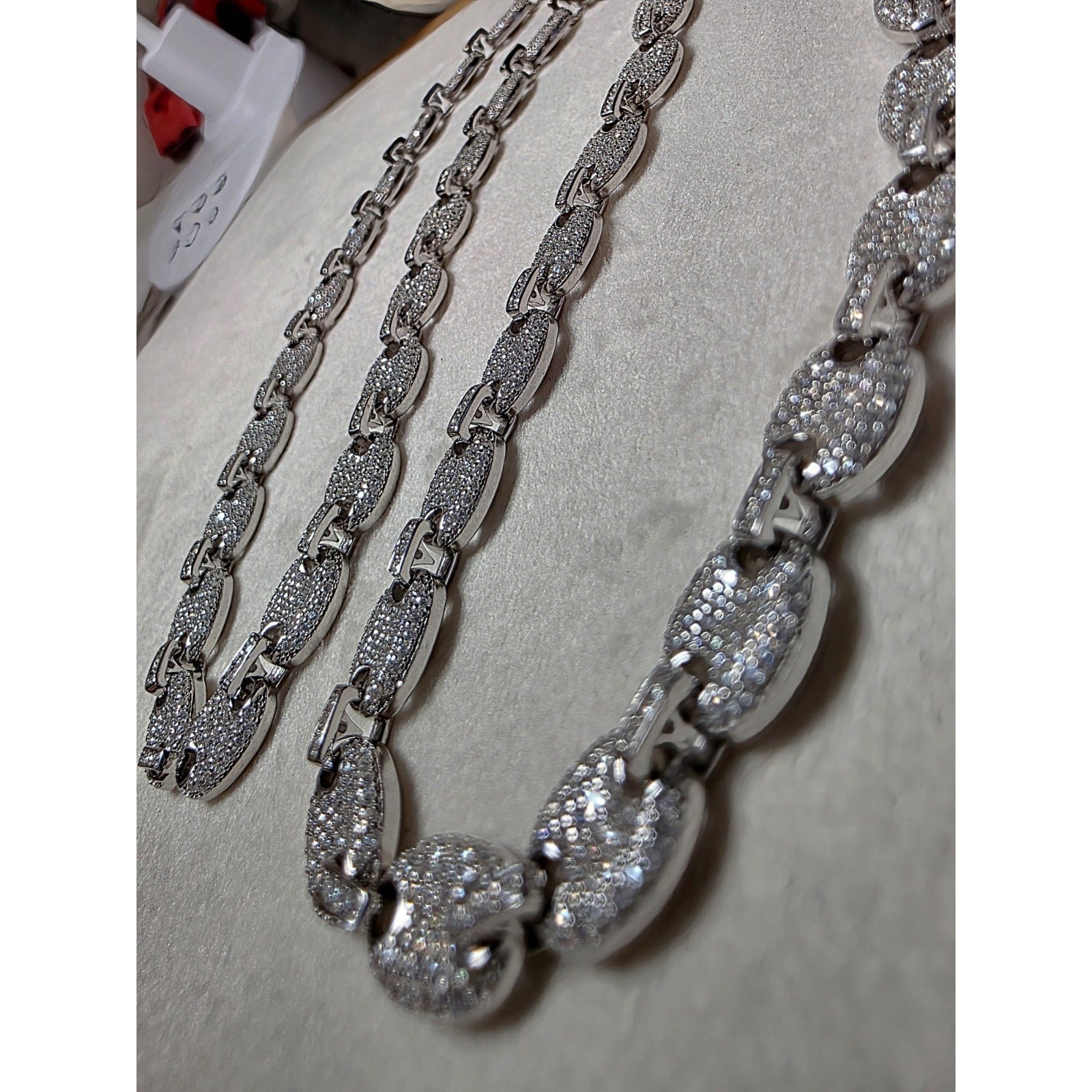 24" 8mm Moissanite Puffed Mariner 52.49g 925 Sterling Silver