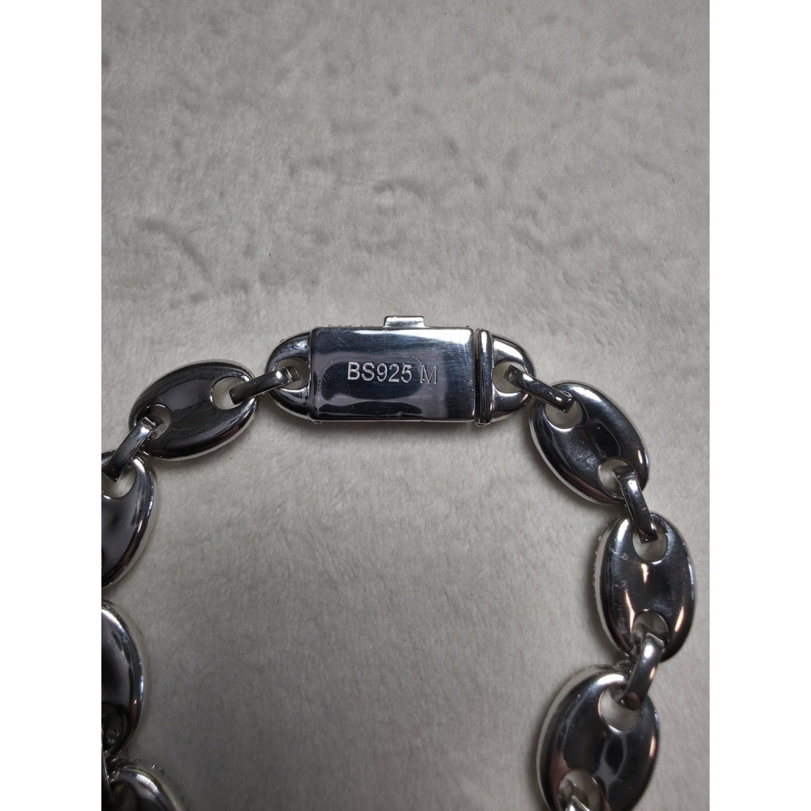 8" 10.8mm Moissanite Puff Mariner Bracelet w/Coffin Lock 925 Sterling Silver