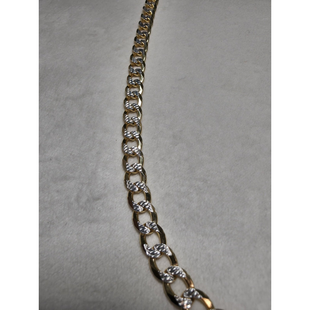 24" 6.5mm Diamond Cut Cuban Curb Chain 30g Gold over Silver