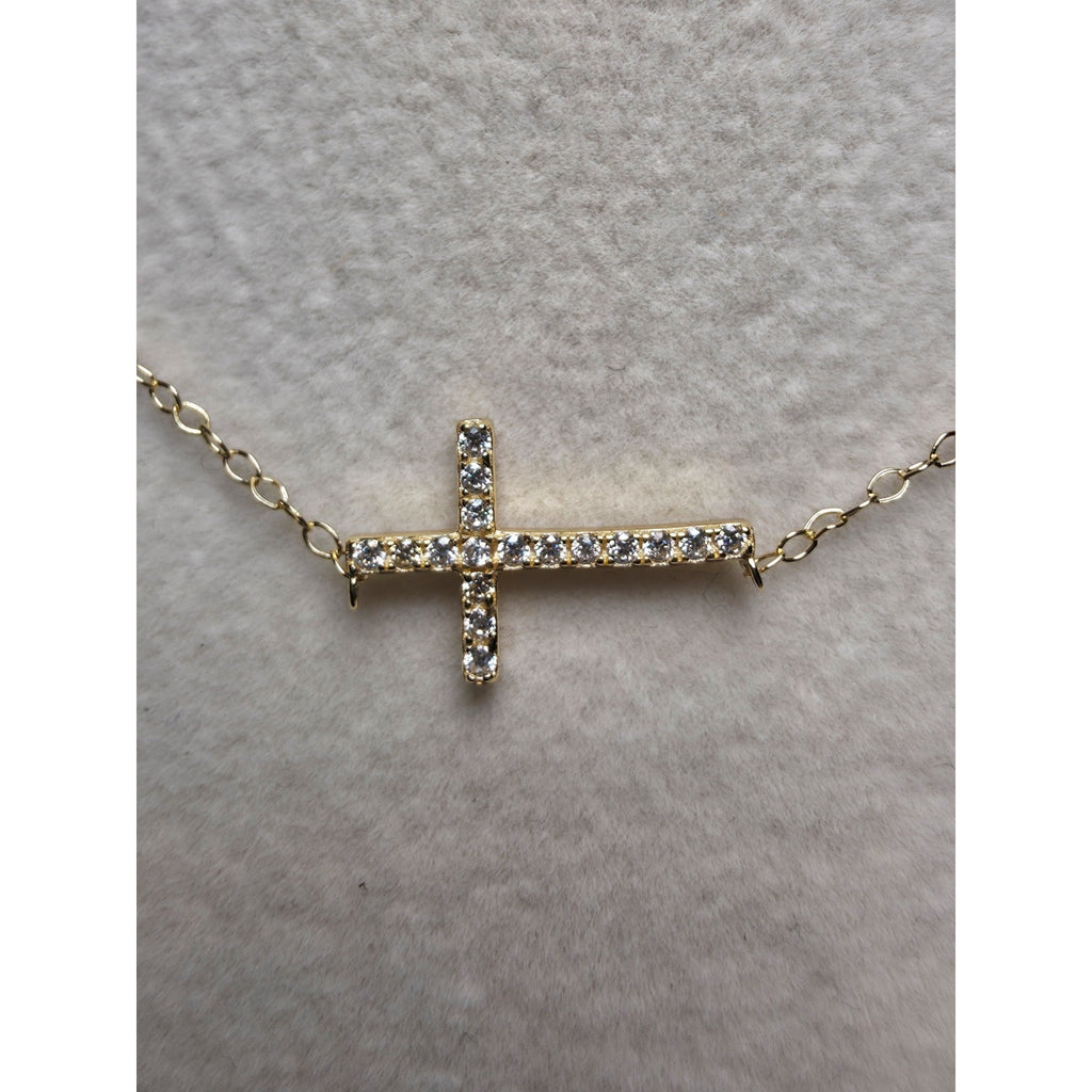 16+2" Gold Cross VVSD Moissanite Necklace & Earrings Bundle w/GRA Certificates