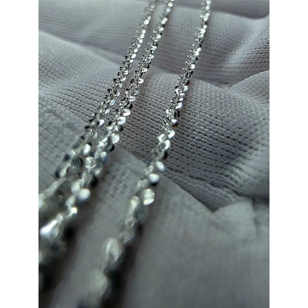 18" 1.6mm Twisted Rock Chain 925 Sterling Silver Stamped, Unisex