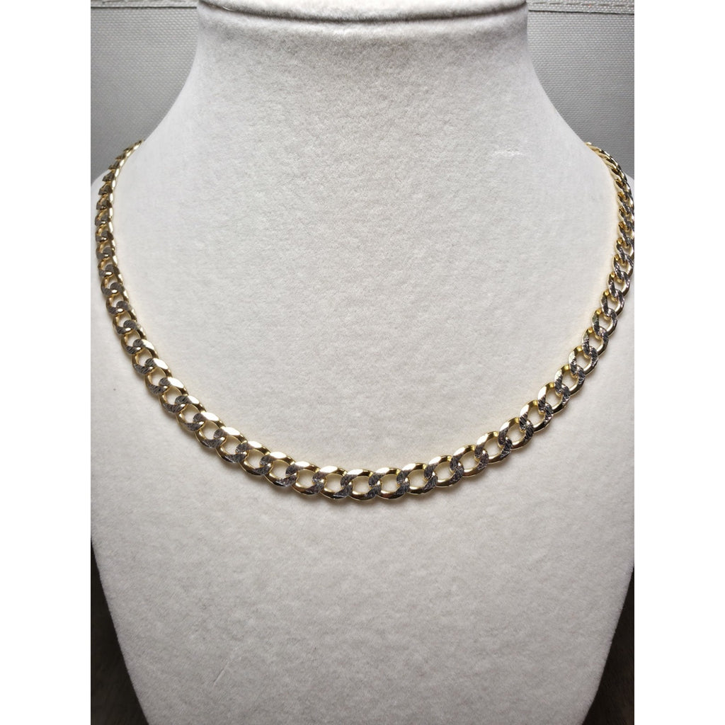 24" 6.5mm Diamond Cut Cuban Curb Chain 30g Gold over Silver