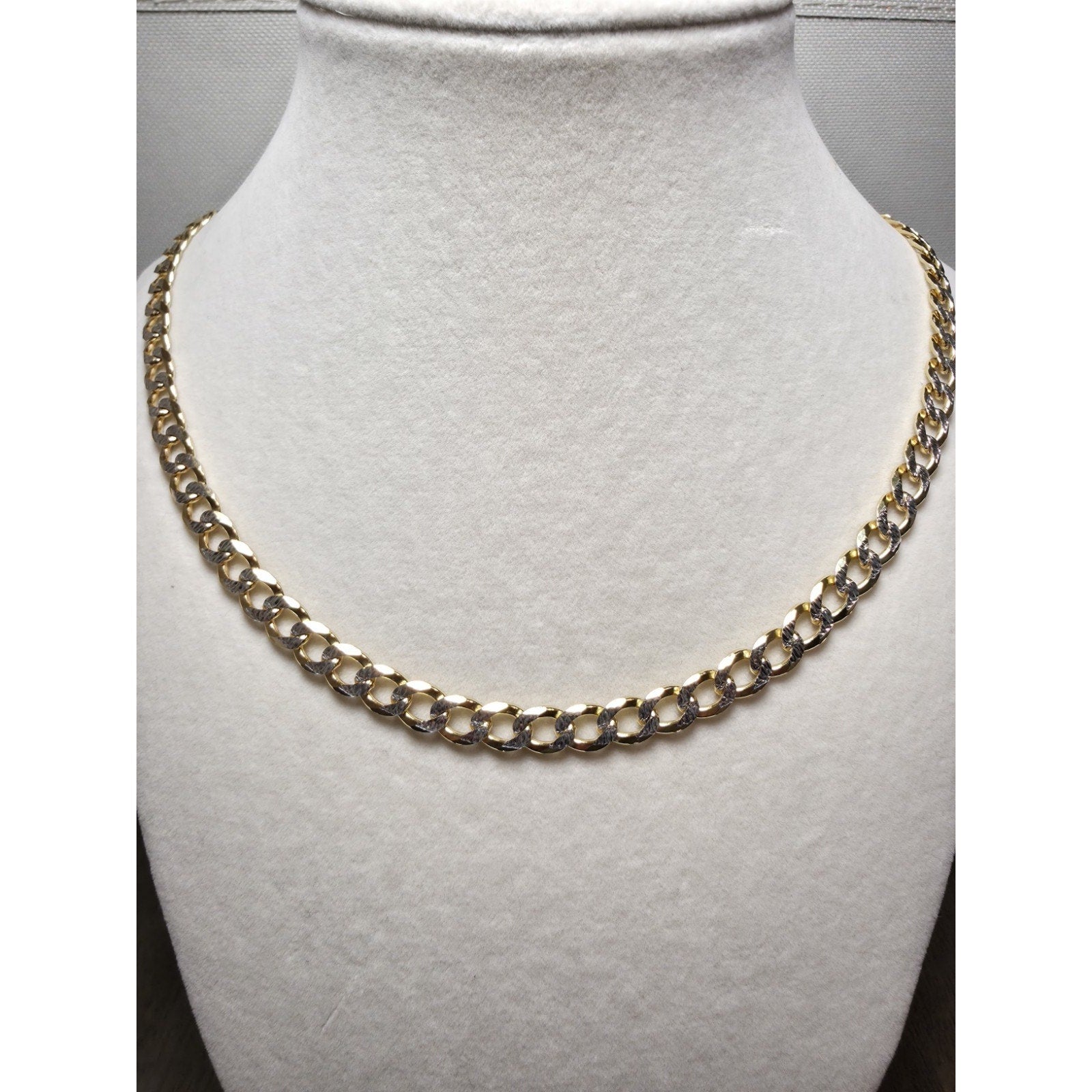 24" 6.5mm Diamond Cut Cuban Curb Chain 30g Gold over Silver
