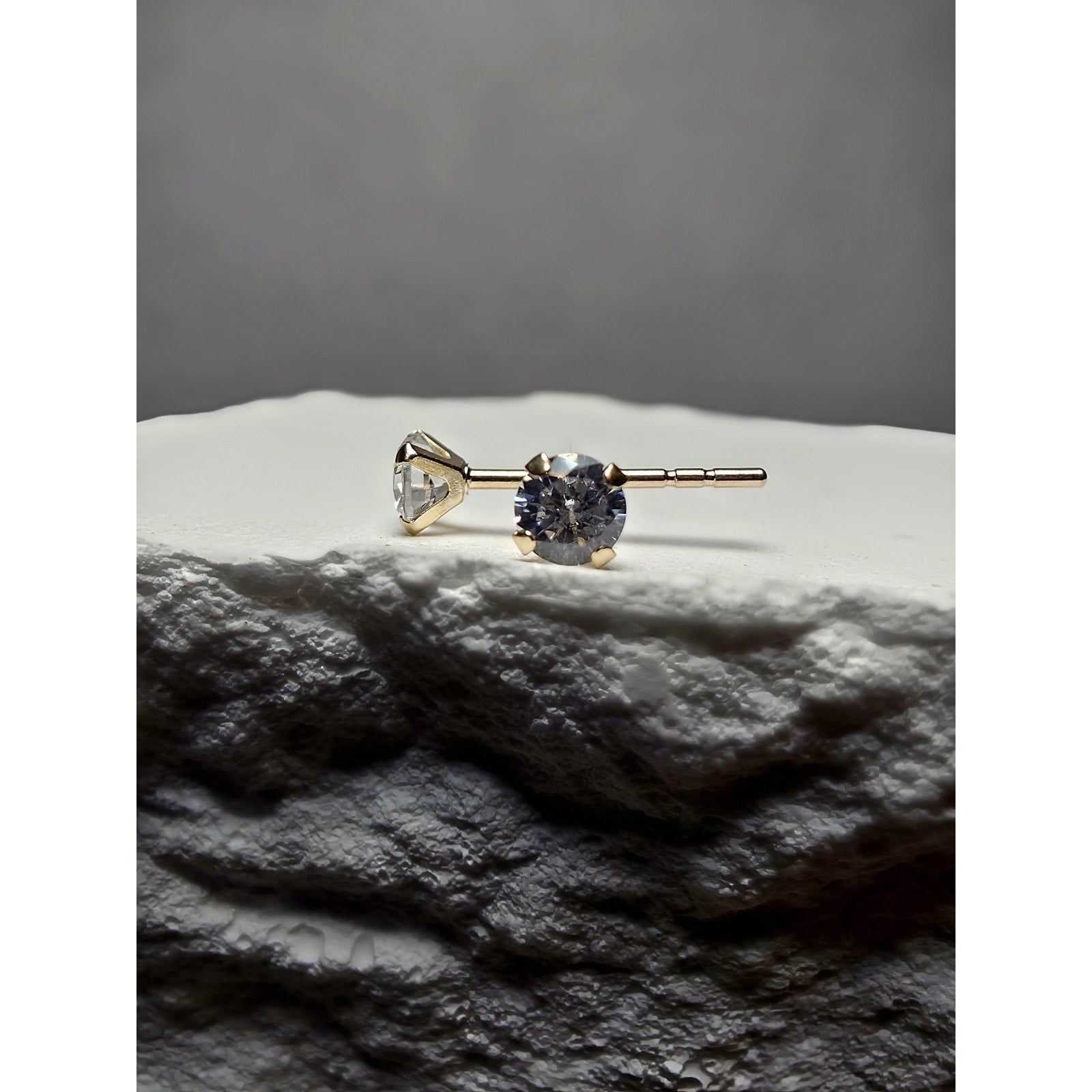 10k Solid Gold 3mm Round Stud Earrings w/Silicon Backs 10k Stamped