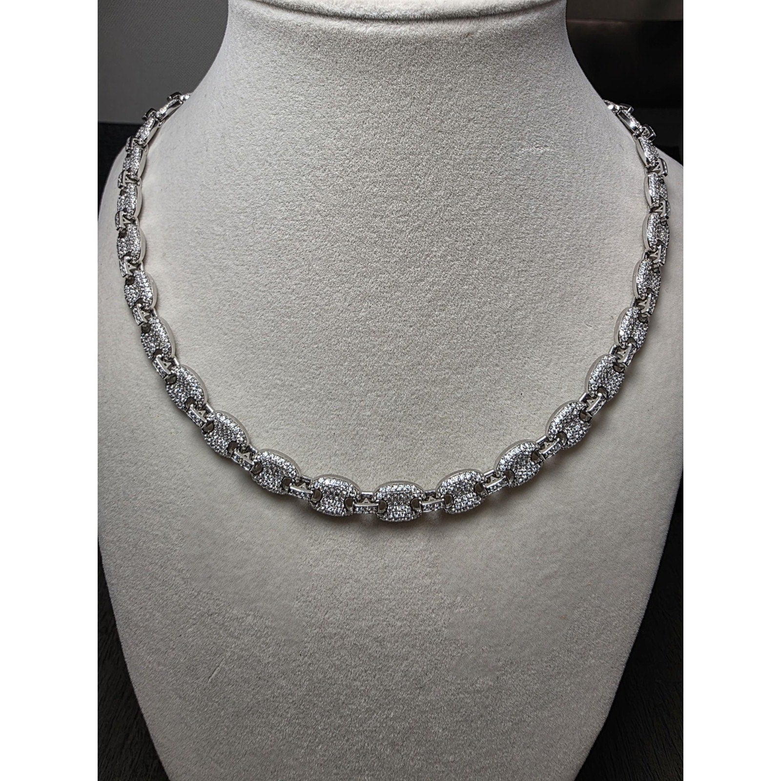 24" 8mm Moissanite Puffed Mariner 52.49g 925 Sterling Silver