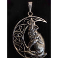 Handmade Crescent Moon Lone Wolf Pendant 20.48g 925 Solid Sterling