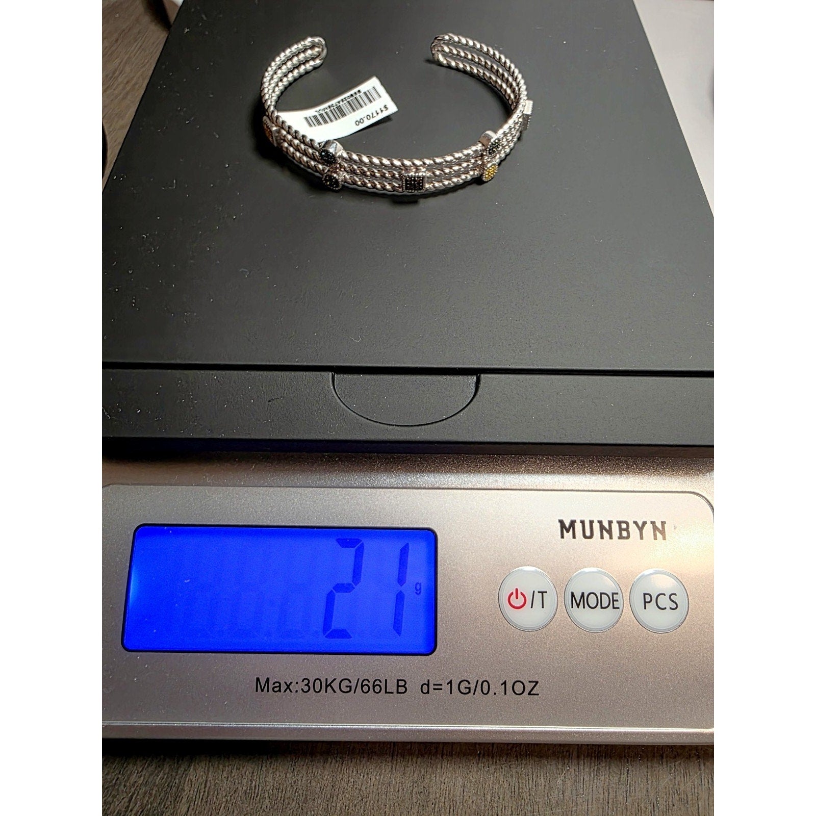 0.25ctw Multicolored Natural Diamond Adjustable Bangle 22g Solid 925 Sterling...