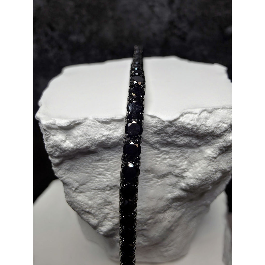7" 3.3mm Blacked Out Onyx CZ Tennis Bracelet 925 Sterling Silver