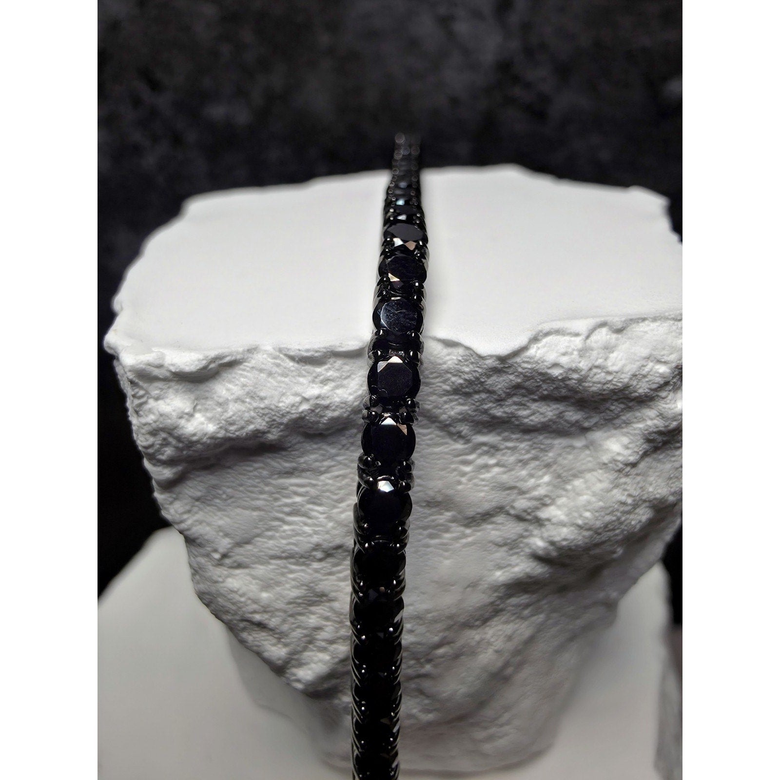 7" 3.3mm Blacked Out Onyx CZ Tennis Bracelet 925 Sterling Silver