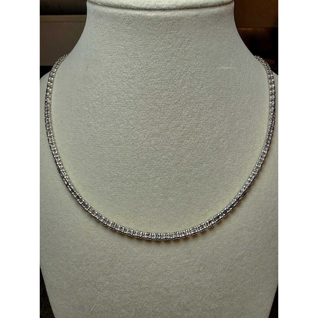 24" 3.2mm Ice Barrel 3-Line Diamond Cut w/Rhodium Finish 925 Sterling Silver