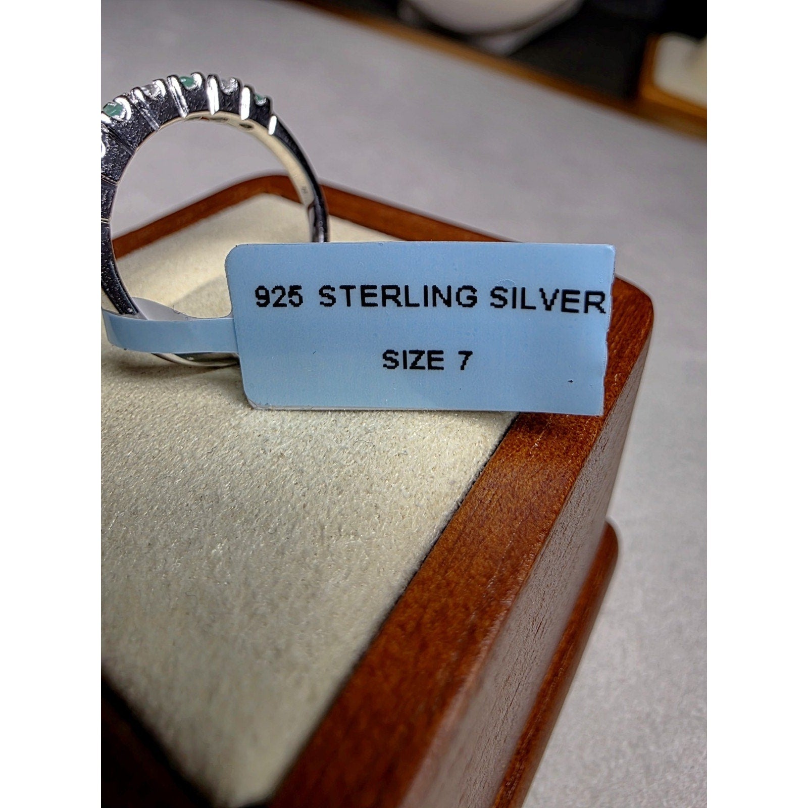 S7 Natural Emerald & 0.46ctw Moissanite Half Eternity Band 925 Sterling Silver