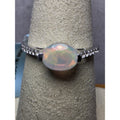Natural Ethiopian Opal Oval Cut w/ Moissanite Eternity Band