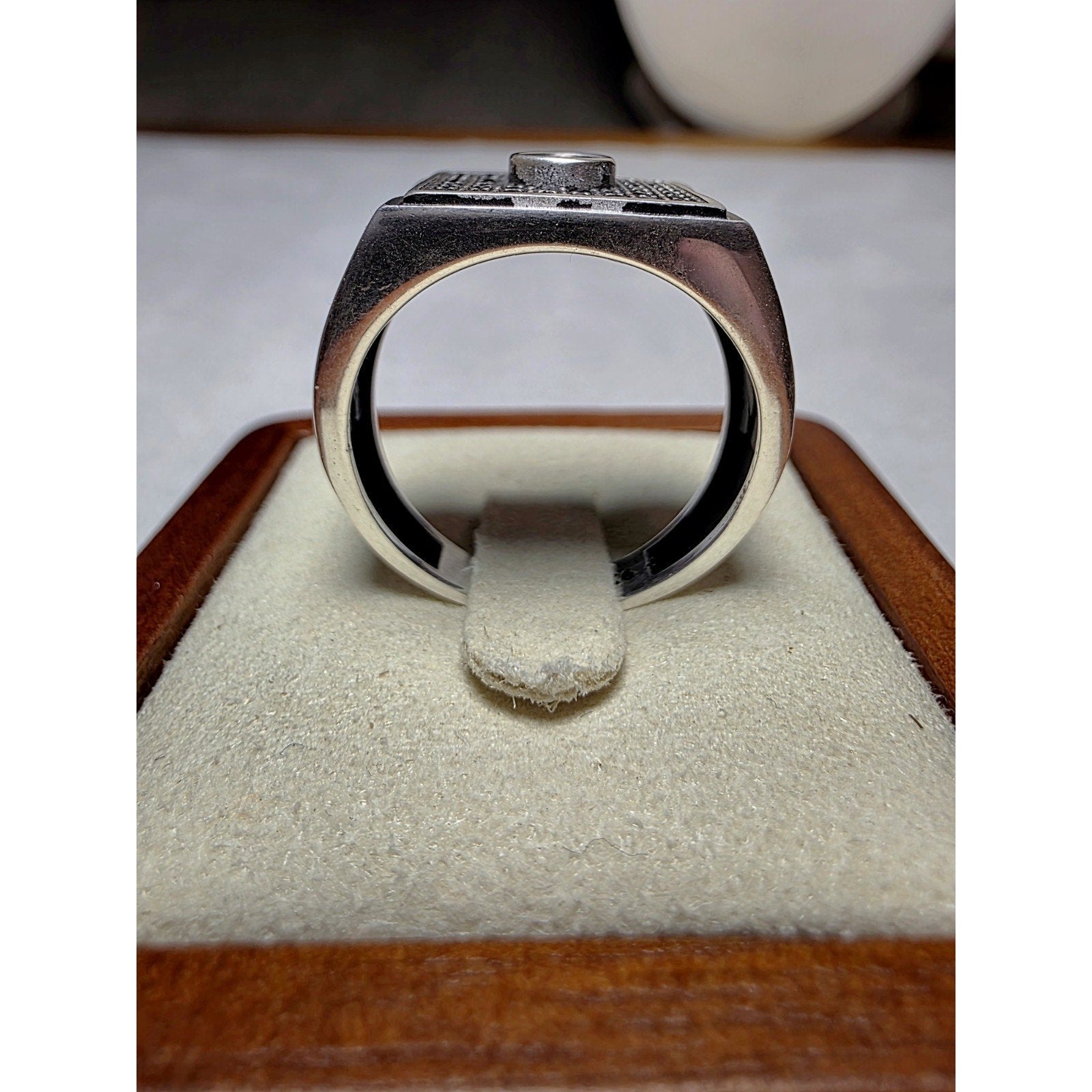 S10 Black Onyx Pavé Signet Ring 925 Sterling Silver Stamped