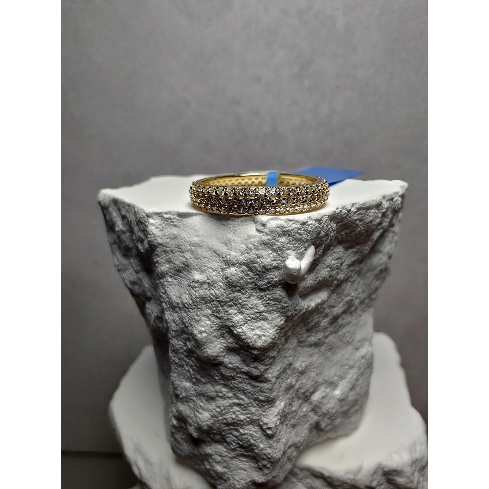 S7 3-Row 1.15Ctw Moissanite Gold Eternity Band VVSD 925 Sterling Silver w/GRA