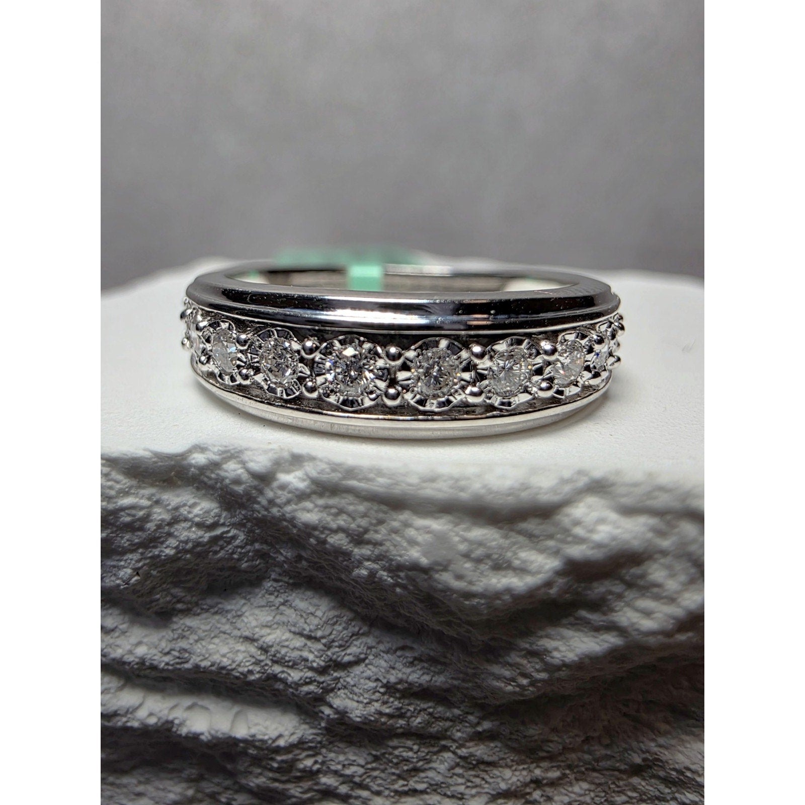 S7 0.25ctw Diamond Half Eternity Ring 925 Sterling Silver Lab Created