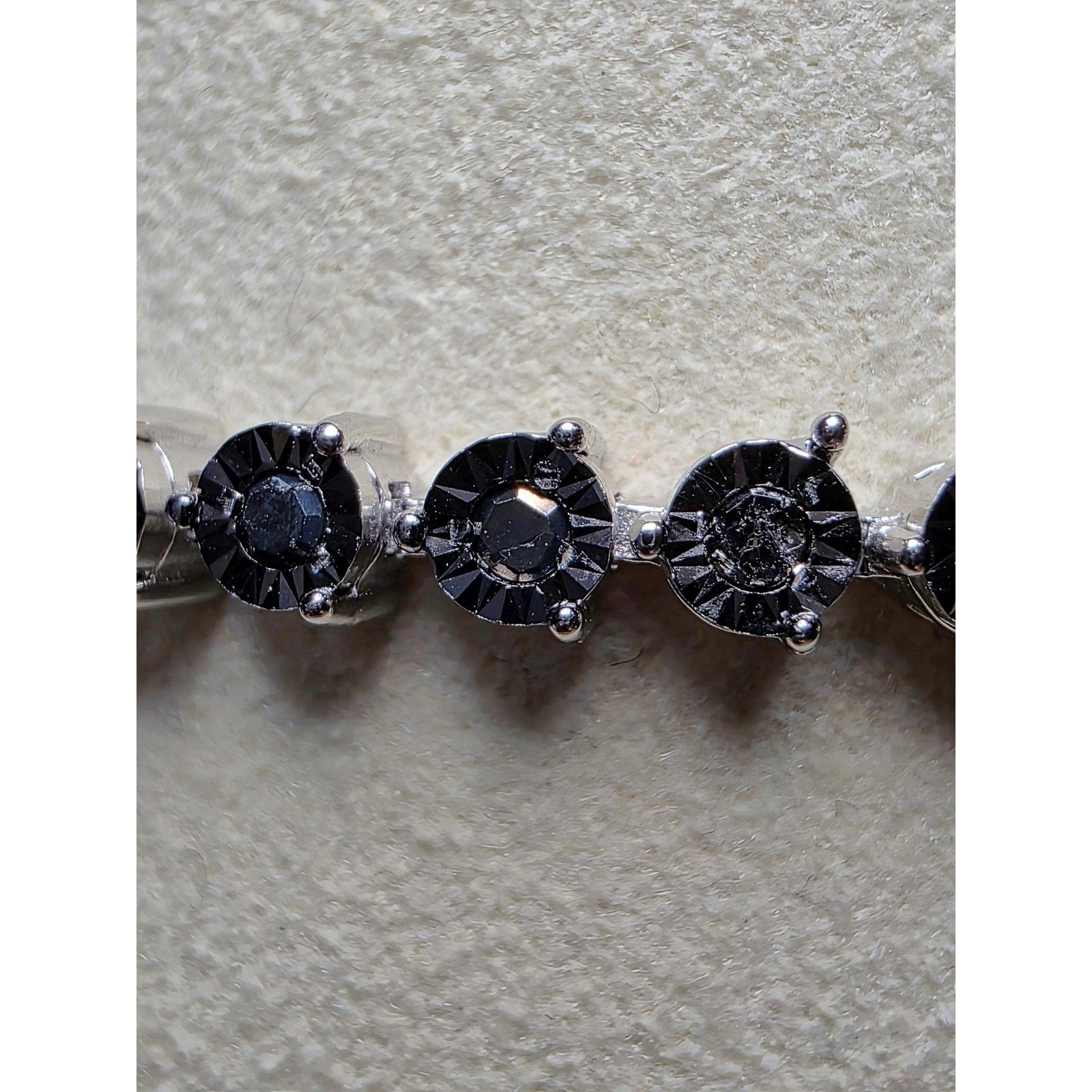 7" 3.7mm 1.0ctw Natural Black Diamond Tennis Bracelet 925 Sterling Silver