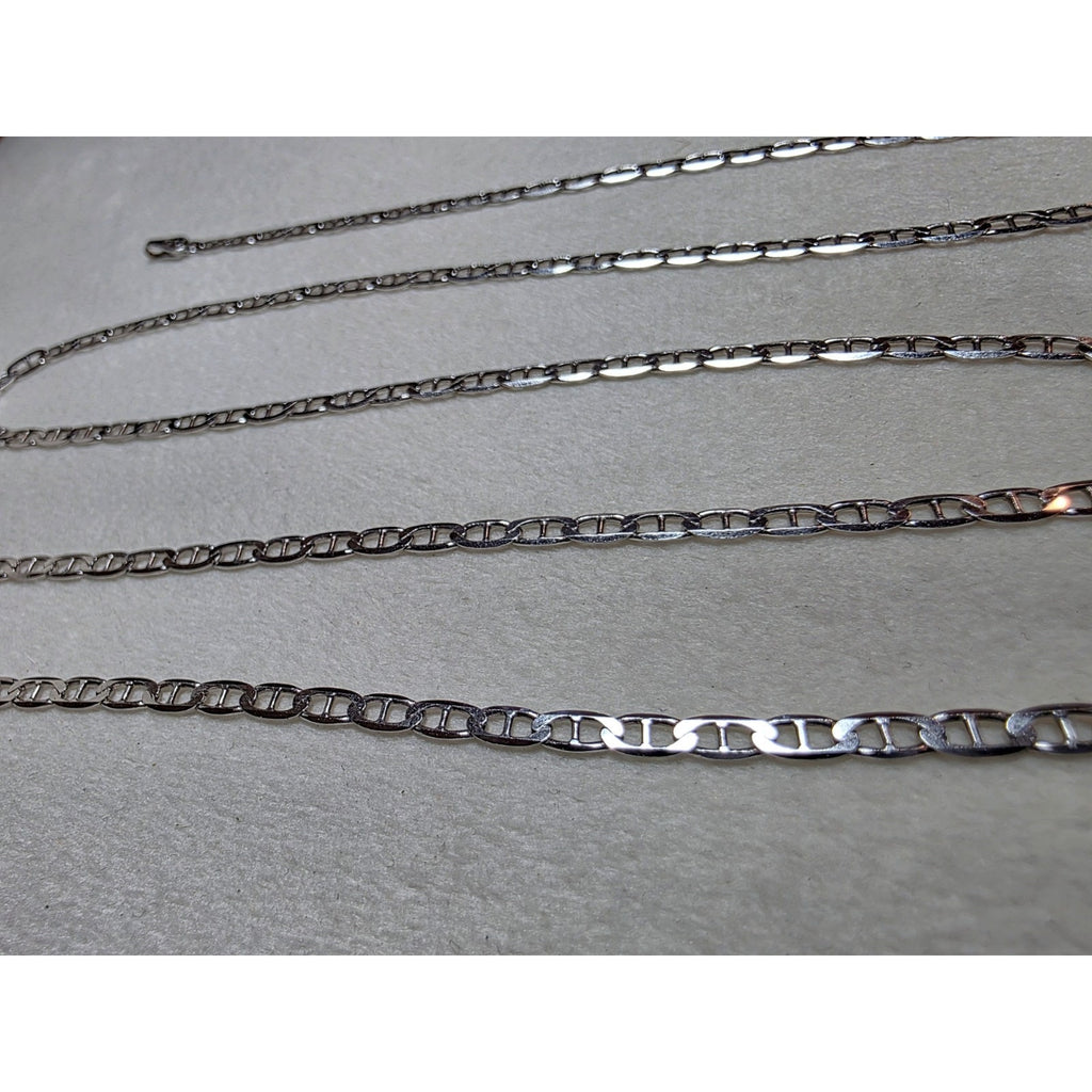 24" 2.8mm Flat Mariner Chain 925 Sterling Silver w/Rhodium