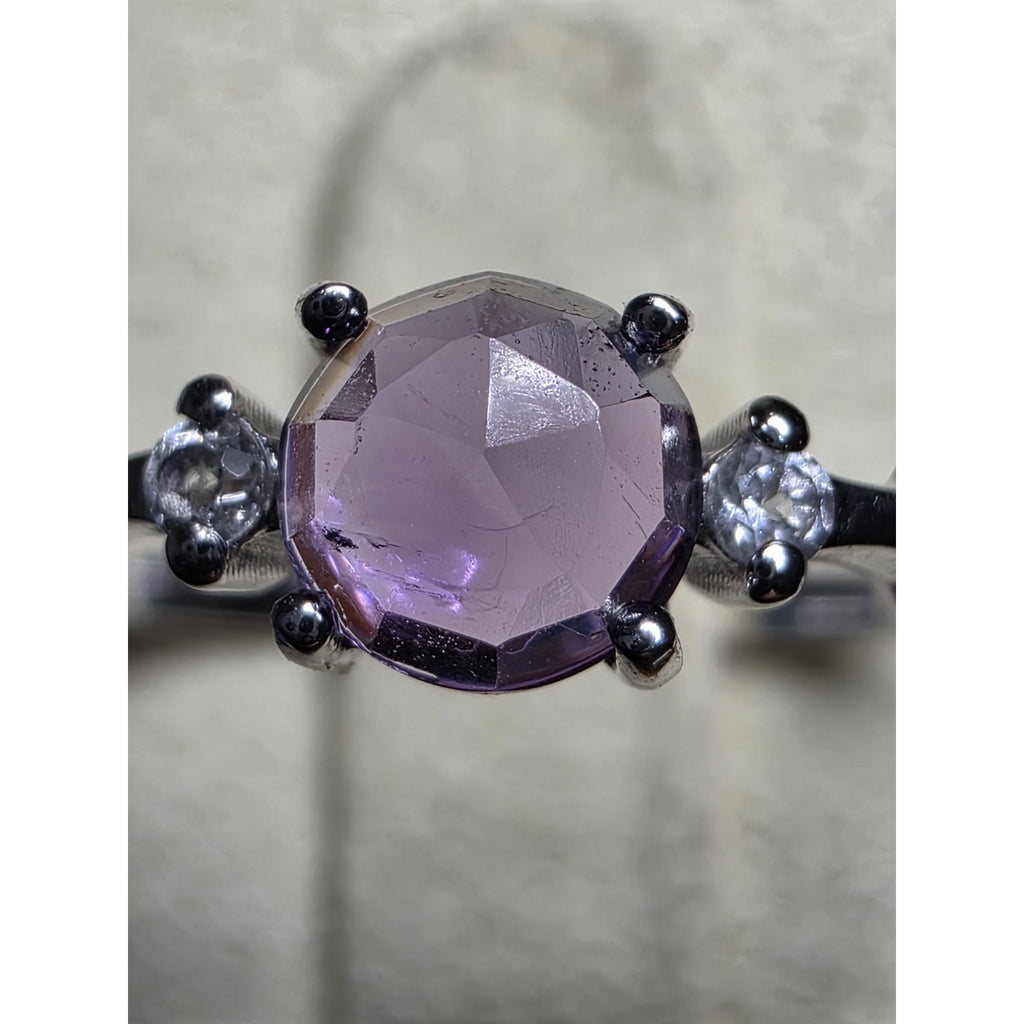 S7 Natural Amethyst w/White Topaz Dainty, Solid 925 Sterling Silver