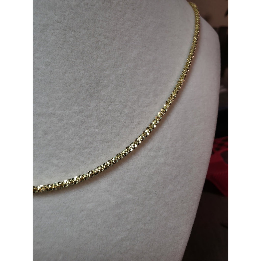 24" 2.4mm Twisted Rock Chain Gold over 925 Sterling Silver Italy