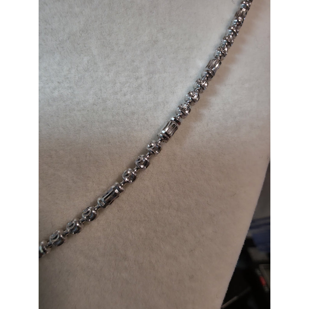 Station Barrel Chain 24" & 8" Braclet Combo 2.4mm 925 Silver w/Rhodium Finish