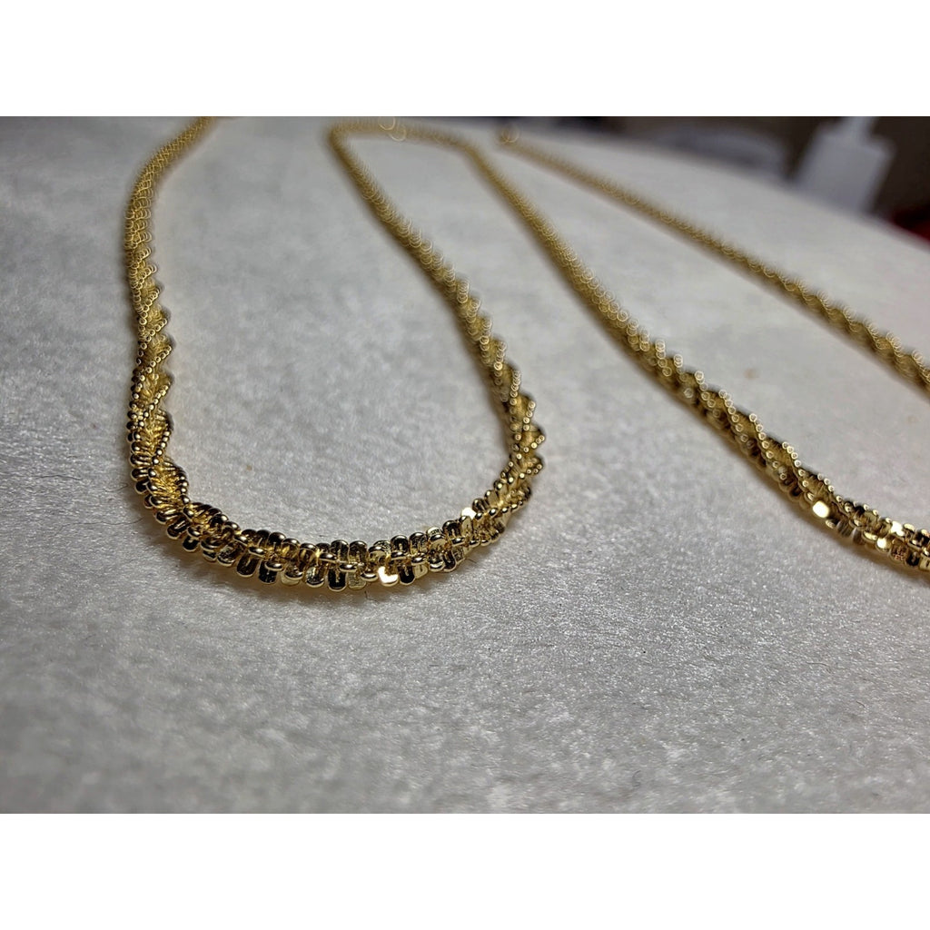 18-24" 2.5mm Twisted rock Adjustable Gold over 925 Sterling Silver