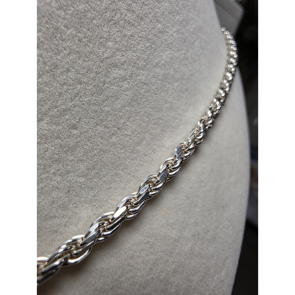 24" 3.5mm Rope Chain 22.42g Solid 925 Sterling Silver w/ Lobster Clasp