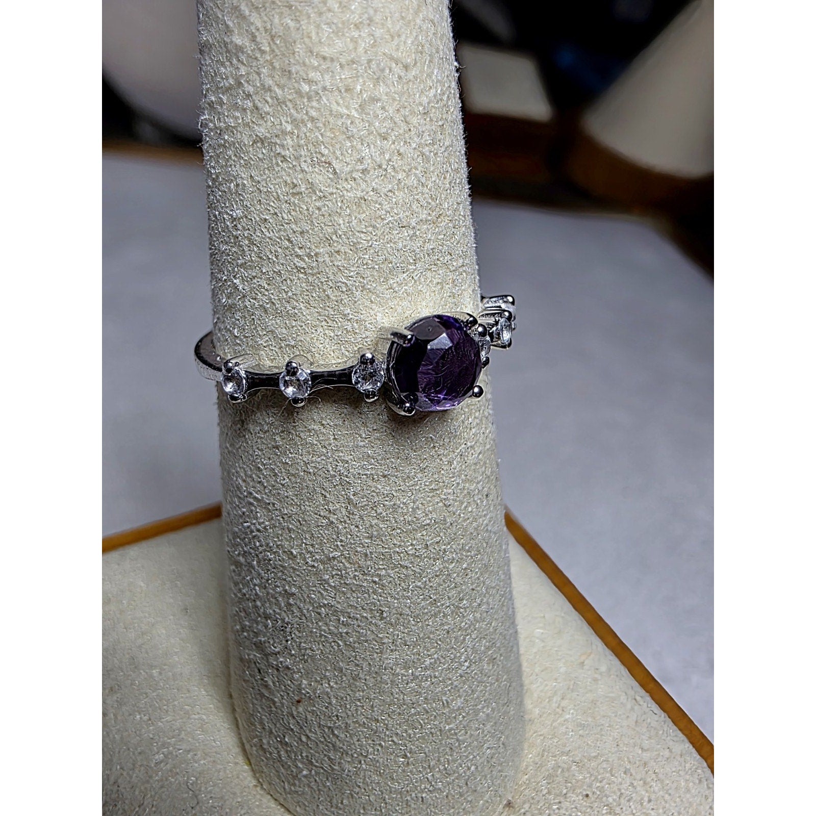 S7 Natural Amethyst w/White Topaz Dainty, Solid 925 Sterling Silver