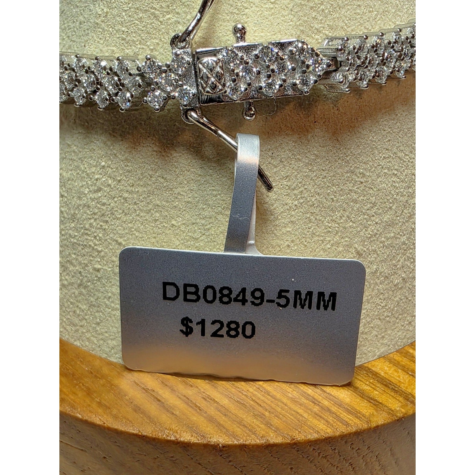 3.87ctw 7.5" 5.2mm Moissanite Chevron Bracelet 925 Sterling Silver w/Box Lock