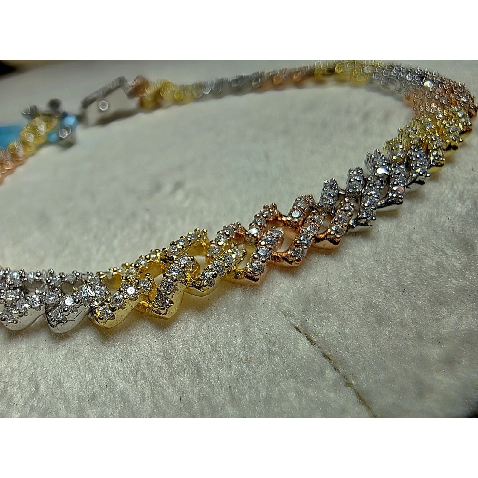 7.5" 6mm Moissanite Tri-Color Monaco Bracelet W/Box Lock 925 Sterling Silver