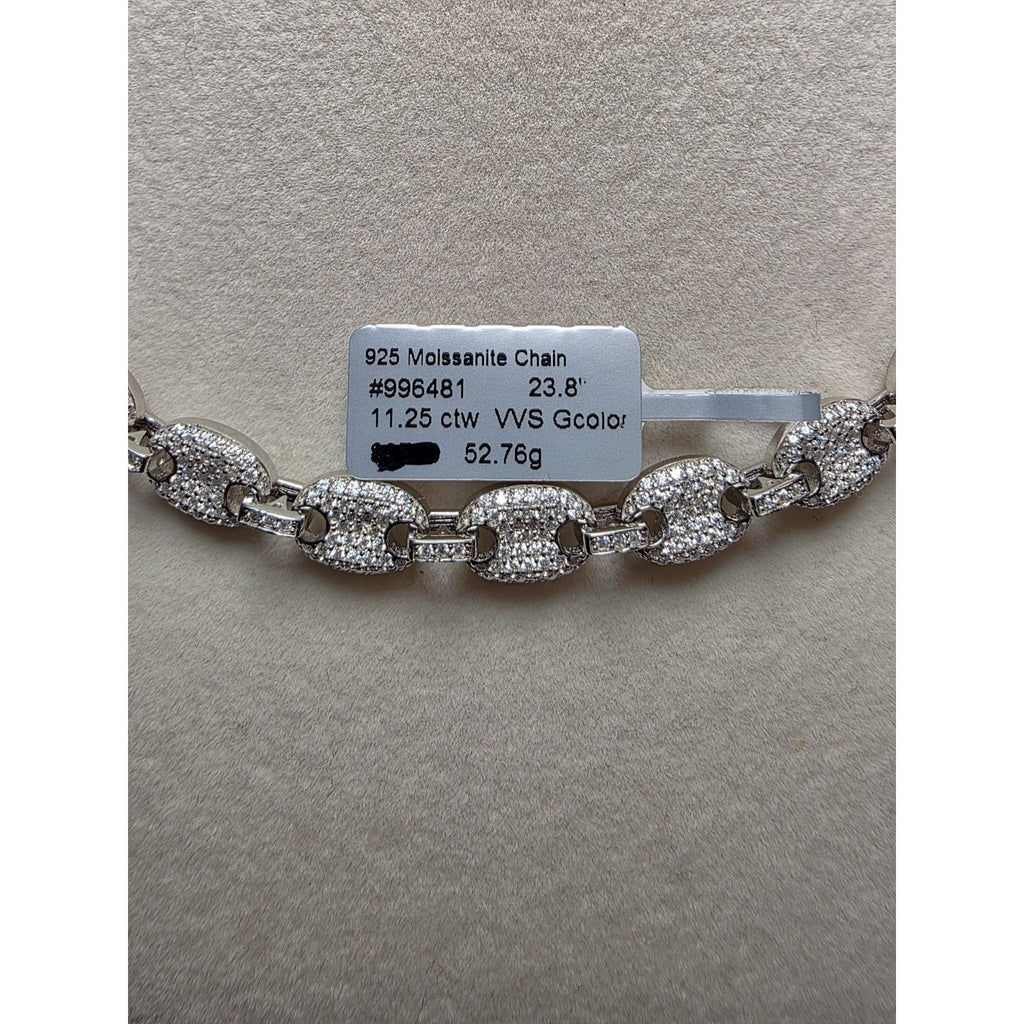 24" 8mm Moissanite Puffed Mariner 52.49g 925 Sterling Silver
