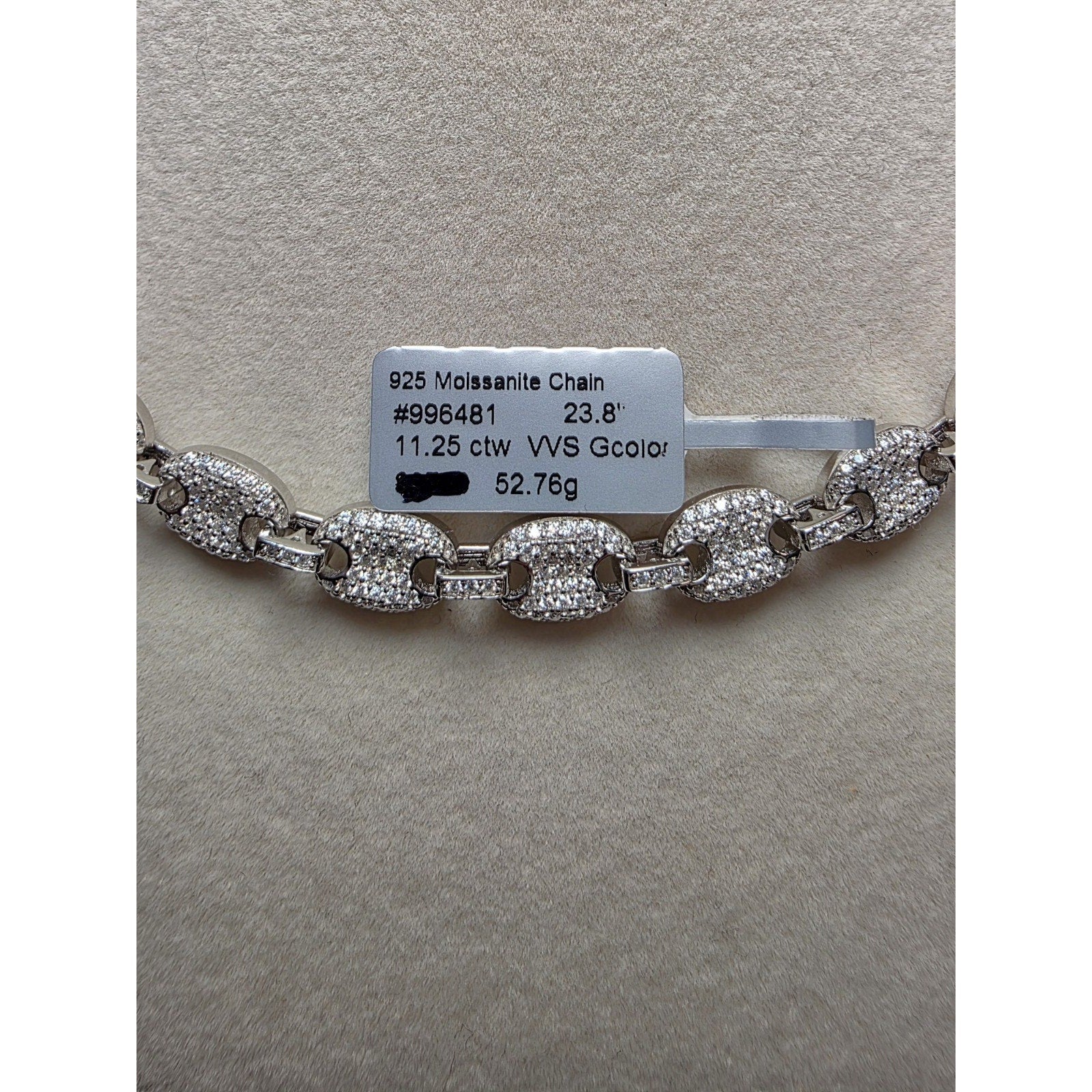 24" 8mm Moissanite Puffed Mariner 52.49g 925 Sterling Silver