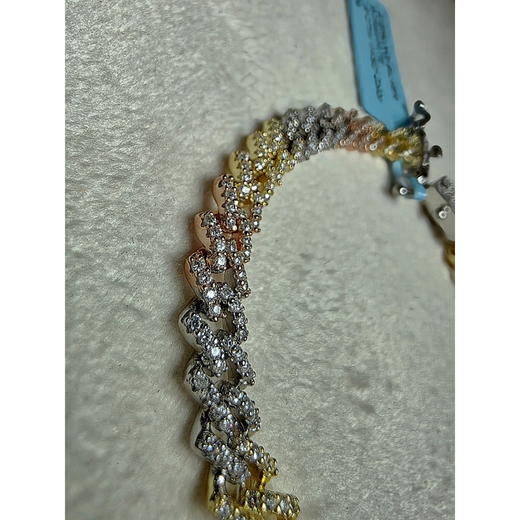 7.5" 6mm Moissanite Tri-Color Monaco Bracelet W/Box Lock 925 Sterling Silver
